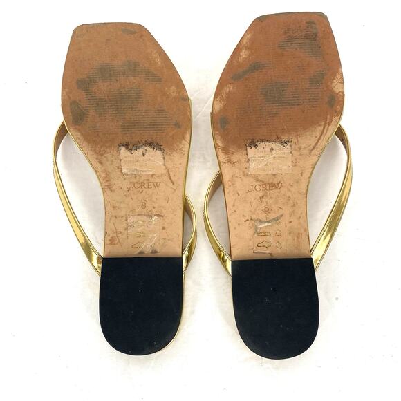 J Crew Gold Metallic Square Toe Flip Flop Sandal Women's Size 8 - Picture 5 of 5